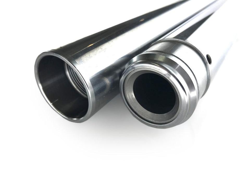 Hard Chrome Fork Tubes. Stock Length. Fits 39mm Narrow Glide Front End 1994-2003