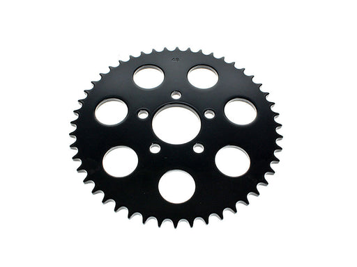 48 Tooth, Flat Steel Rear Chain Sprocket - Gloss Black. Fits Big Twin 2000up & Sportster 2000-2021.