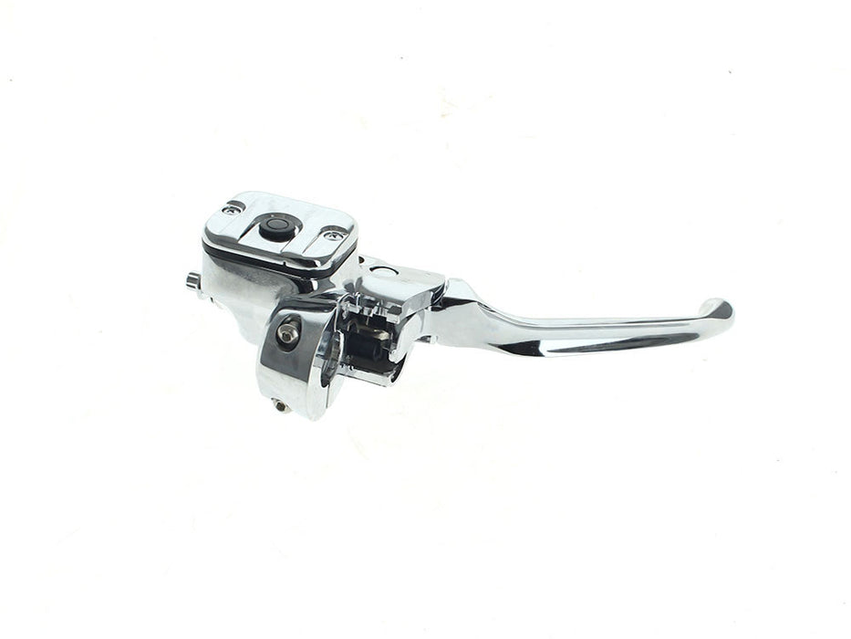 Front Brake Master Cylinder - Chrome. Fits Most Big Twin 1996-2017 & Sportster 1996-2003 with Dual Disc Rotor.