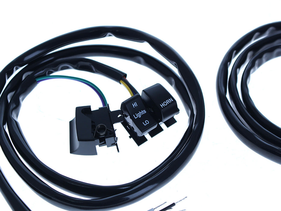 48in. Handlebar Wiring Harness - Black Switches. Fits Big Twin & Sportster 1982-1995
