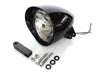 5-3/4in. Bullet Billet Headlight with Visor & Extended Mount - Gloss Black