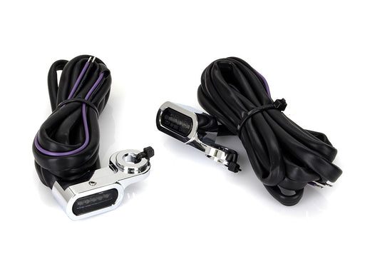 Under Perch Turn Signals - Chrome. Fits Softail S 2016-2017, V-Rod 2009-2017 & Touring 2009-2020 Models with Hydraulic Clutch.