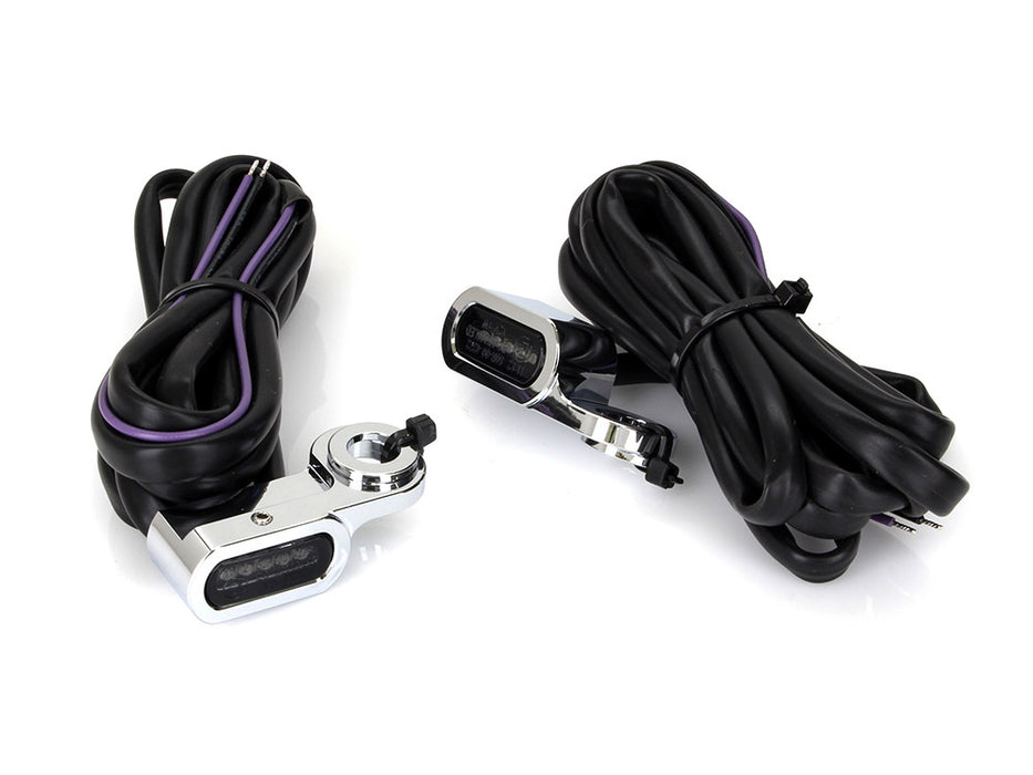 Under Perch Turn Signals - Chrome. Fits Softail S 2016-2017, V-Rod 2009-2017 & Touring 2009-2020 Models with Hydraulic Clutch.