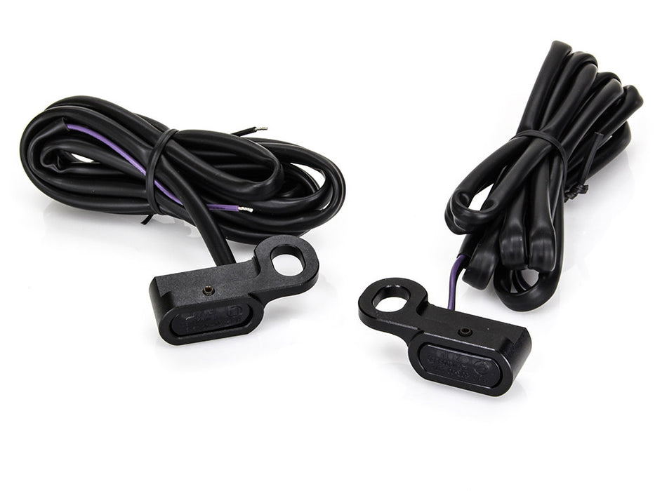 Under Perch Turn Signals - Black. Fits Softail S 2016-2017, V-Rod 2009-2017 & Touring 2009-2020 Models with Hydraulic Clutch.