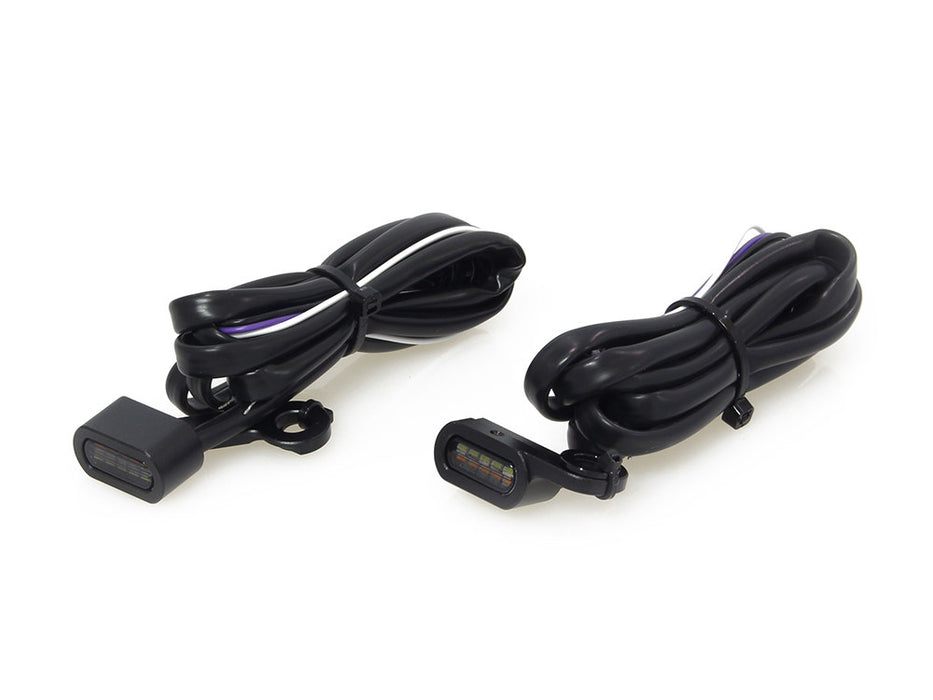 Under Perch Turn Signals with Daytime Running Lights - Black. Fits Softail 2015-2024 & Touring 2009-2023 Models with Cable Clutch.