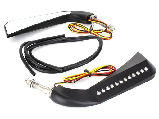 Slim Sickle / Avenger Mirrors with LED Indicators - Black.