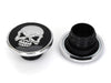 Screw-In Fuel Caps - Chrome & Black Skull. Fits H-D 1982-1995.