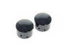 Front Axle Caps - Gloss Black. Fits Touring 2008up, Softail 2007-2017, Dyna 2008-2017, Sportster 2008-2021, V-Rod 2008-2011, Street 2015-2020