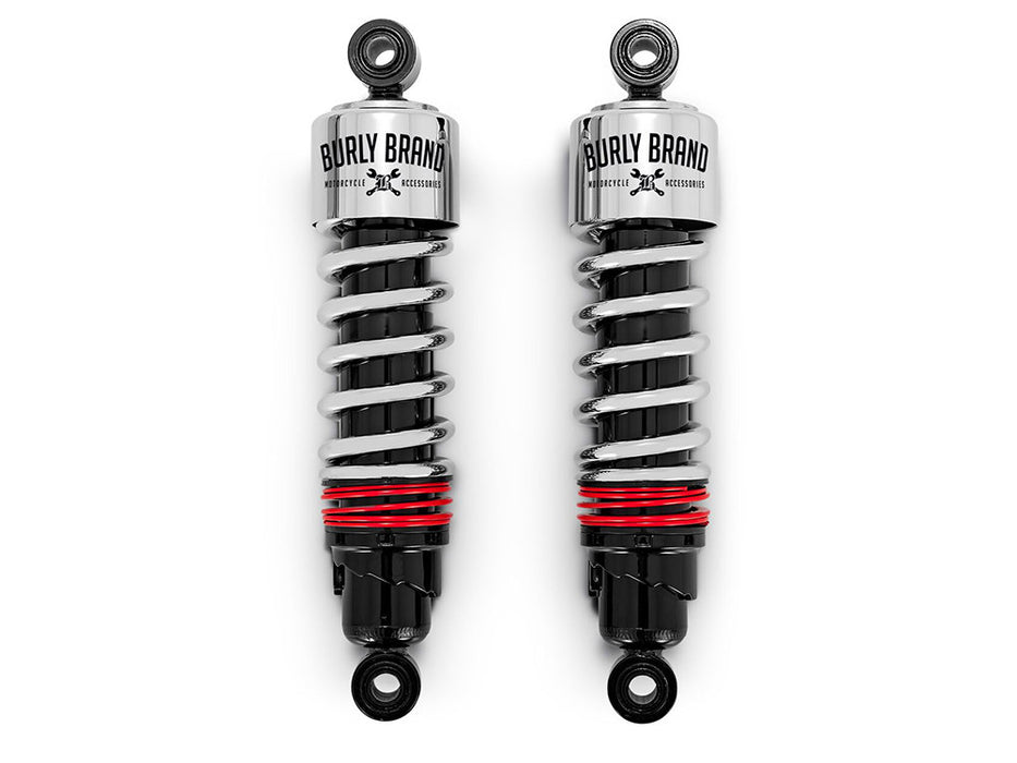 10-1/2in. Slammer Plus Rear Shock Absorbers - Chrome. Fits Dyna 1991-2017.
