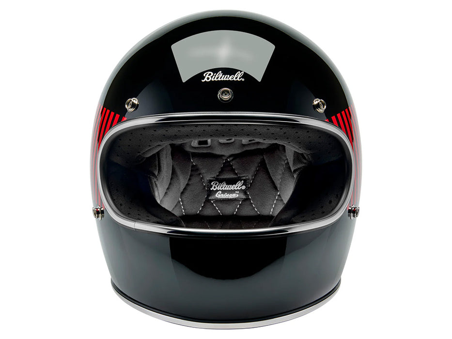 Gringo Helmet - Raceflow Gloss Black, Red, White & Blue with ECE R22.06 Compliance