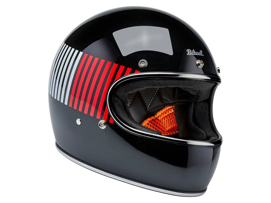 Gringo Helmet - Raceflow Gloss Black, Red, White & Blue with ECE R22.06 Compliance