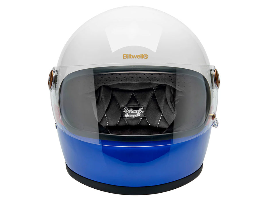 Gringo S Helmet - Apex Gloss White, Red & Blue with ECE R22.06 Compliance