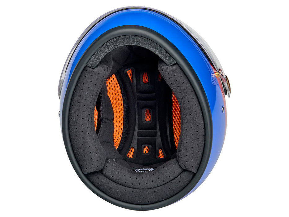 Gringo S Helmet - Apex Gloss White, Red & Blue with ECE R22.06 Compliance