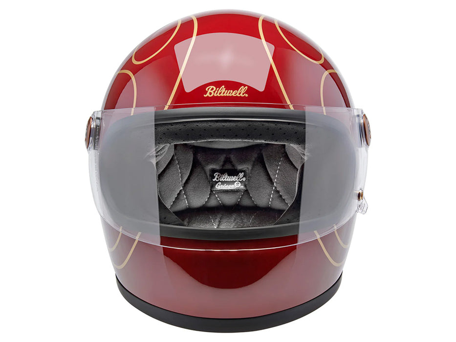 Gringo S Helmet - Gloss Garnet Red with Flames with ECE R22.06 Compliance