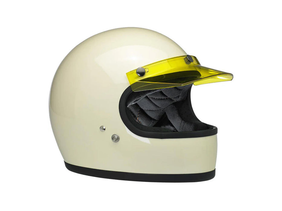 Moto Visor - Yellow Translucent. Fits Gringo Helmets & Most Helmets With 3 Studs Along The Top
