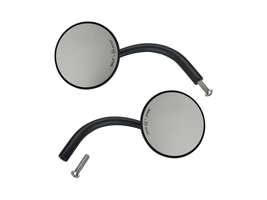 Round Utility Mirrors - Satin Black. Left and Right Set