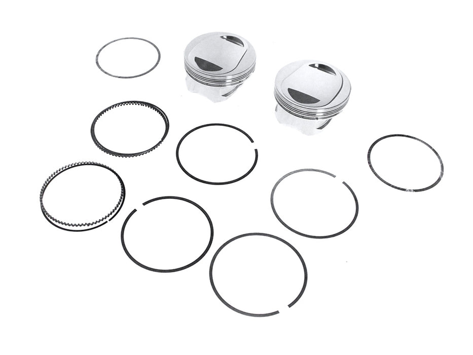 .010 Pistons with 10.75:1 Compression Ratio. Fits Big Twin 2007-2017 with Screamin Eagle 120R Engine