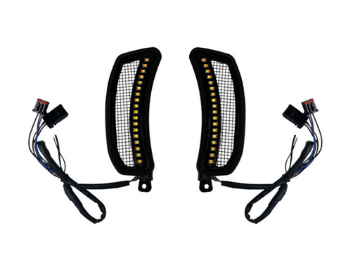 LED Vent Inserts With Amber & White LED's - Black with Black Mesh. Fits Low Rider ST 2022up