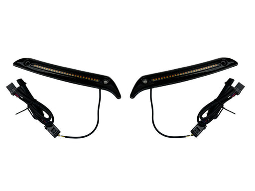 LED DRL Windshield Trim with Sequential Amber Turn, White Run & Smoke Lens - Black. Fits Low Rider ST 2022up