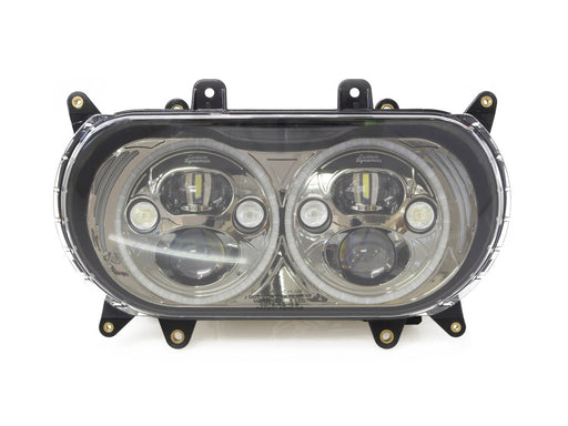 Dual LED HeadLight Kit with Integrated DRL Halos with Amber Turn Signals. Fits Road Glide 2015-2023