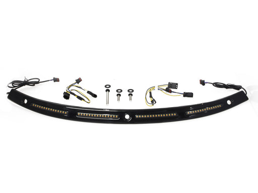 LED DRL Windshield Trim with Sequential Amber Turn, White Run & Smoke Lens - Black. Fits Touring 2014-2023