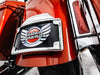 Curved Number Plate Frame with Number Plate Light Only - Chrome. Fits CVO Touring 2023up & Street Glide & Road Glide 2024up