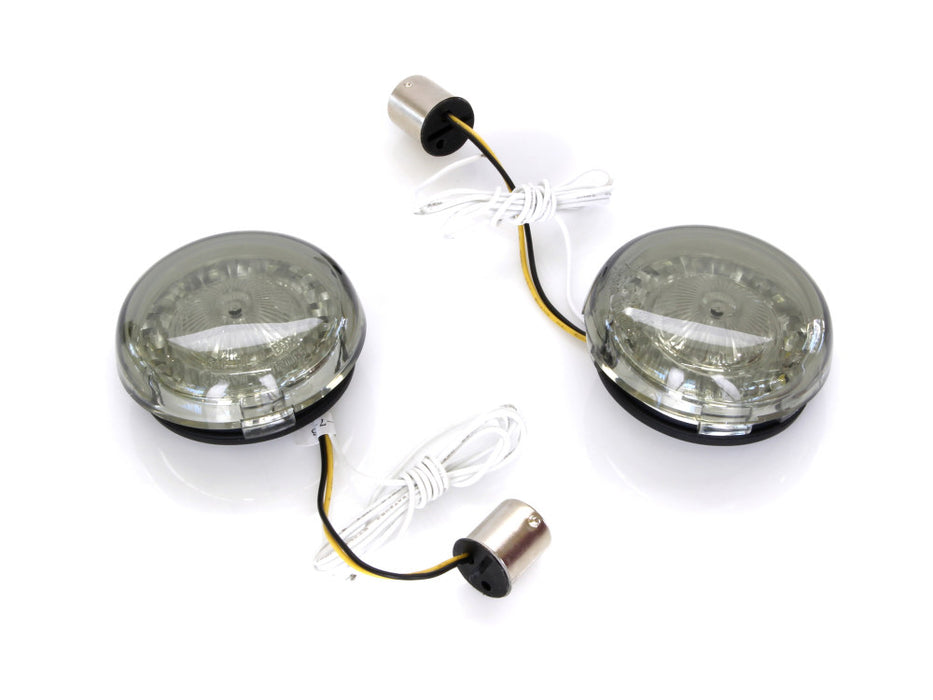 ProBeam LED Front Turn Signal Inserts. Amber Turn, White Run with Smoke Lenses. Fits most 2002up Models.