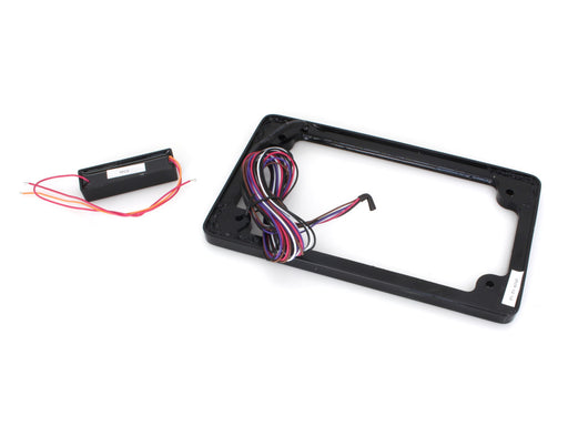 Flat Number Plate Frame with LED Amber Turn Signals & Red Brake Light - Black.