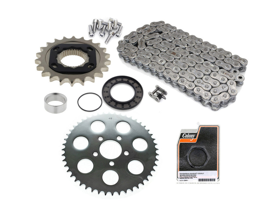 Rear Drive Belt to Chain Conversion. Fits Sportster 2000-2003. Chrome Rear Sprocket. Final Drive Ratio = 2.18:1