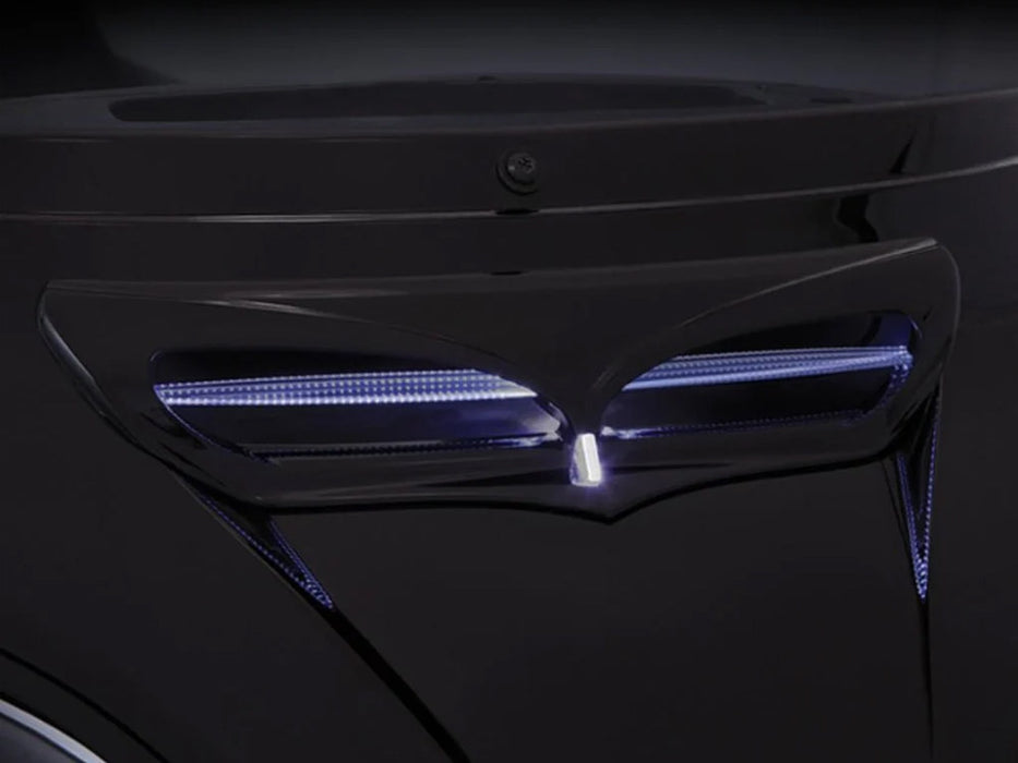 LED Batwing Vent Insert with White Running Light - Black. Fits Touring 2014-2023