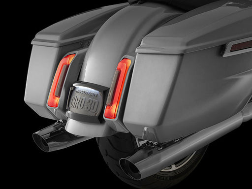 Curved Number Plate Frame with Number Plate Light Only - Gloss Black. Fits CVO Touring 2023up & Street Glide & Road Glide 2024up