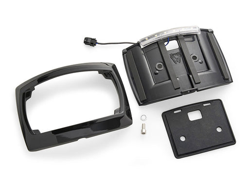 Curved Number Plate Frame with Number Plate Light Only - Gloss Black. Fits CVO Touring 2023up & Street Glide & Road Glide 2024up