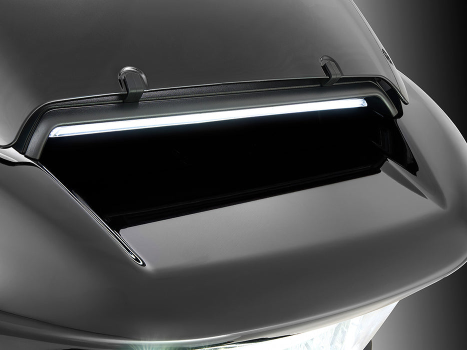 LED Fairing Vent Insert With Amber & White LED's - Gloss Black with Smoked Lens. Fits Road Glide 2024up & CVO Roadglide (inc 'STin.) 2023up.