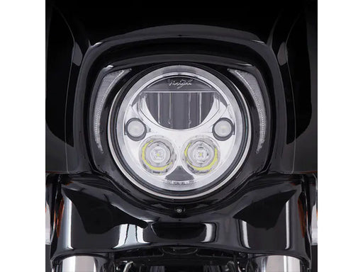 Fang LED Headlight Bezel with White Running Lights - Black. Fits Touring 2014-2023