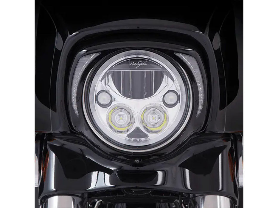 Fang LED Headlight Bezel with White Running Lights - Black. Fits Touring 2014-2023