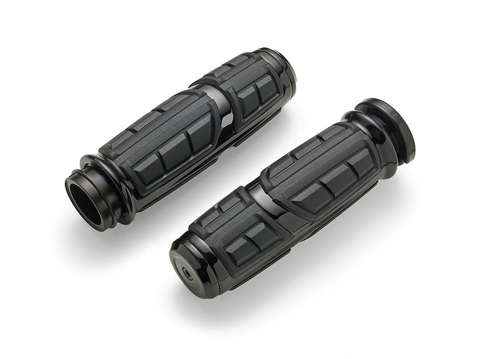 Chicane Handgrips - Black. Fits Big Twin 2008-2024 with Throttle-by-Wire
