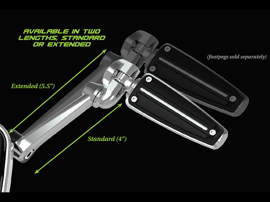 Extended Length Frame Mounted, Adjustable Cruise Arm Highway Peg - Black. Fits Touring 2009up