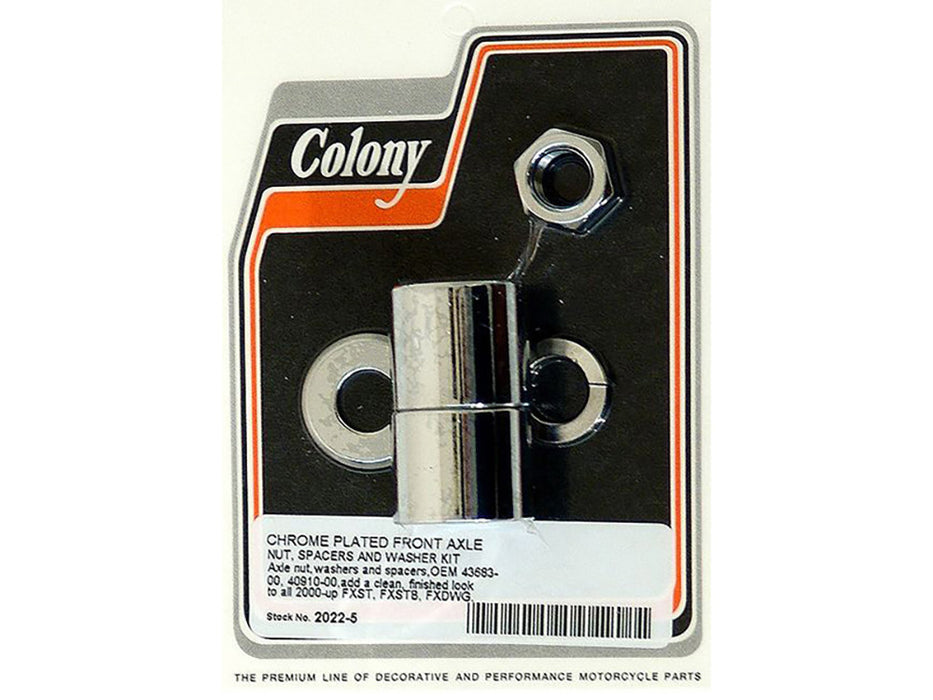 Front Axle Spacer Kit - Chrome. Fits FX Softail 2000-2006 & Dyna Wide Glide 2000-2005