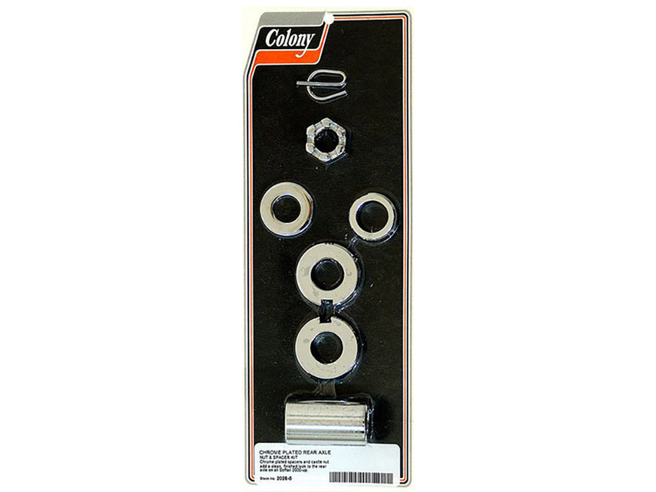 Rear Axle Spacer Kit - Chrome. Fits Softail 2000-2007