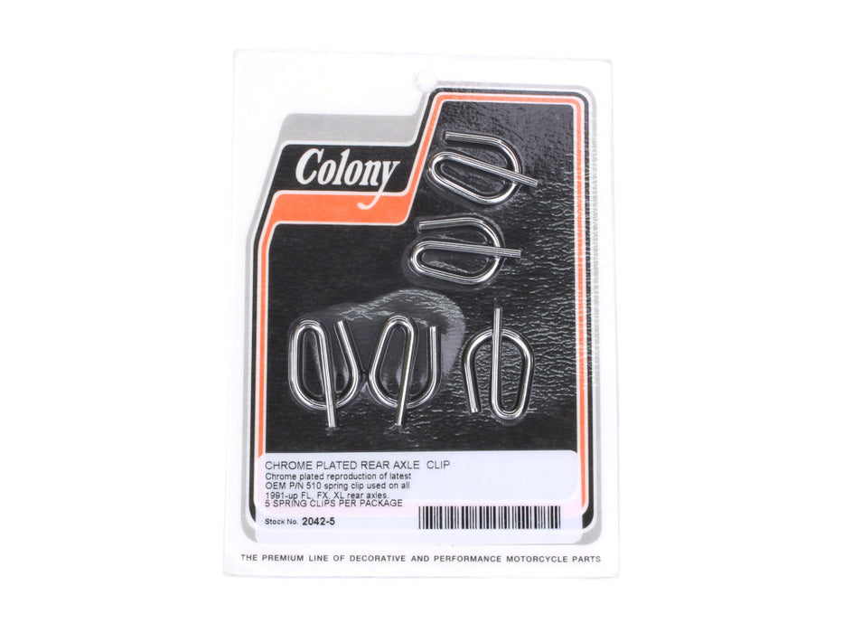 Rear Axle Spring Clip - Pack of 5. Fits H-D Big Twin 1991up & Sportster 1991-2021.