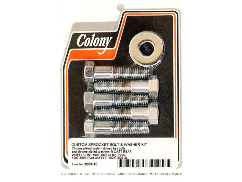 Rear Pulley or Sprocket Bolts - Chrome Hex Head. 7/16in.-14 x 1.75in.