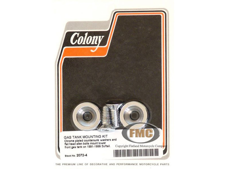 Front Lower Fuel Tank Mount Kit - Chrome. Fits Softail 1991-1999.