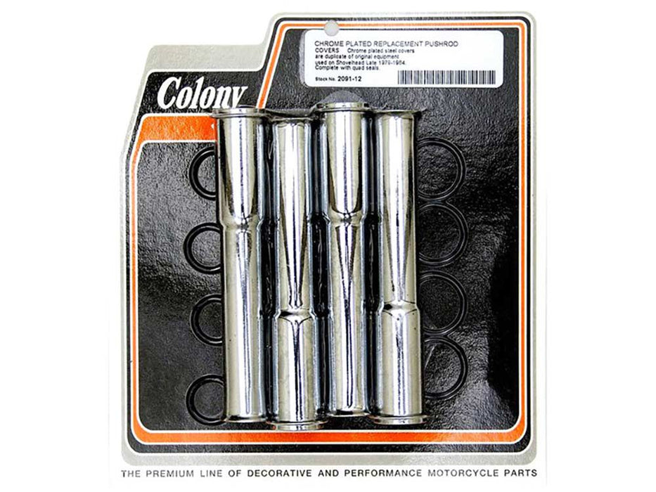 Lower Pushrod Covers - Chrome. Fits Shovel Big Twin Late 1979-1984.