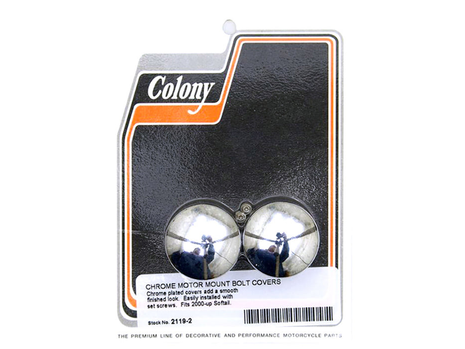 Lower Engine Mount Bolt Covers - Chrome. Fits Softail 2000-2017.