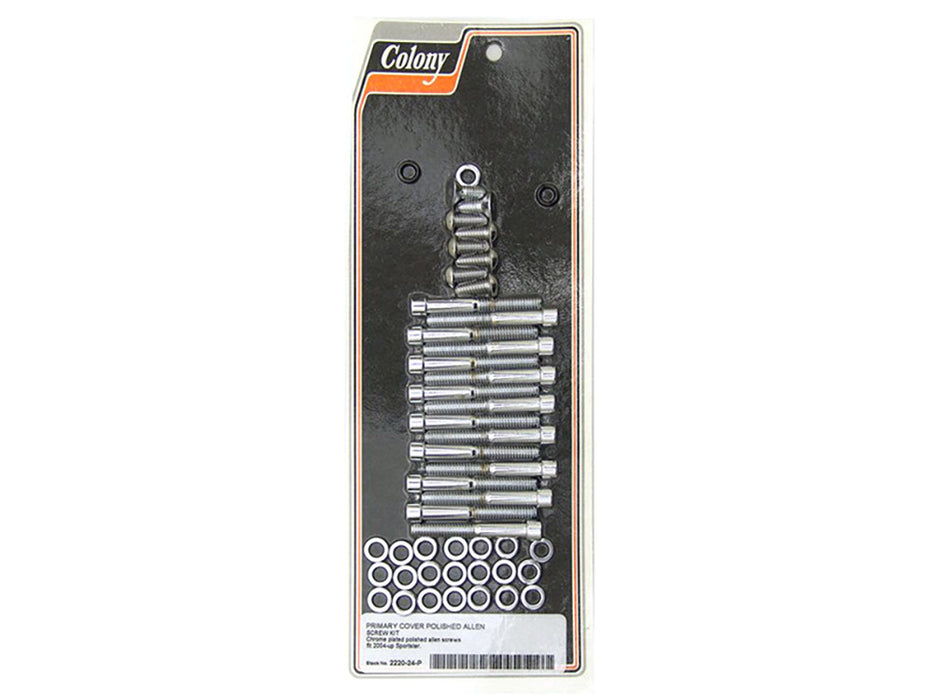 Polished Allen Head Primary Cover Bolts - Chrome. Fits Sportster 2004-2021