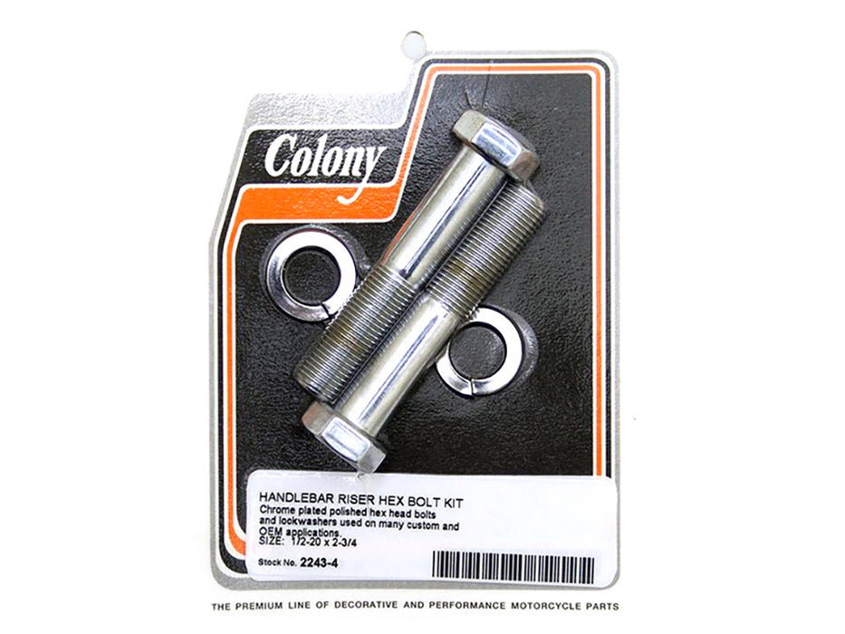 Hex Head 1/2-20 x 2-3/4in. Riser Bolts – Chrome. – Colony Machine