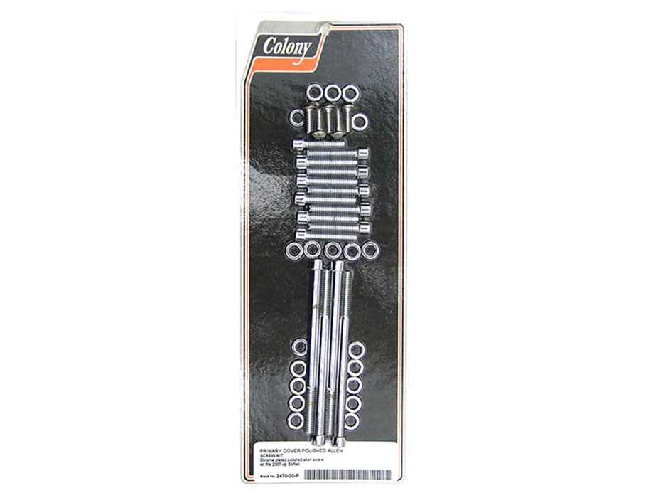 Polished Allen Head Primary Cover Bolts - Chrome. Fits Softail 2007up & Touring 2017up