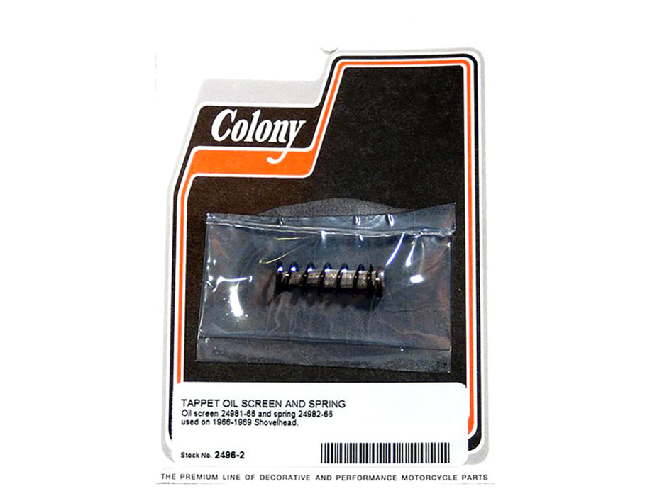 Tappet Oil Screen & Spring. Fits Big Twin 1966-1969.