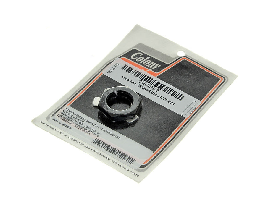 Transmission Mainshaft Bearing Lock Nut with Lockwasher. Fits Sportster 1971-1984