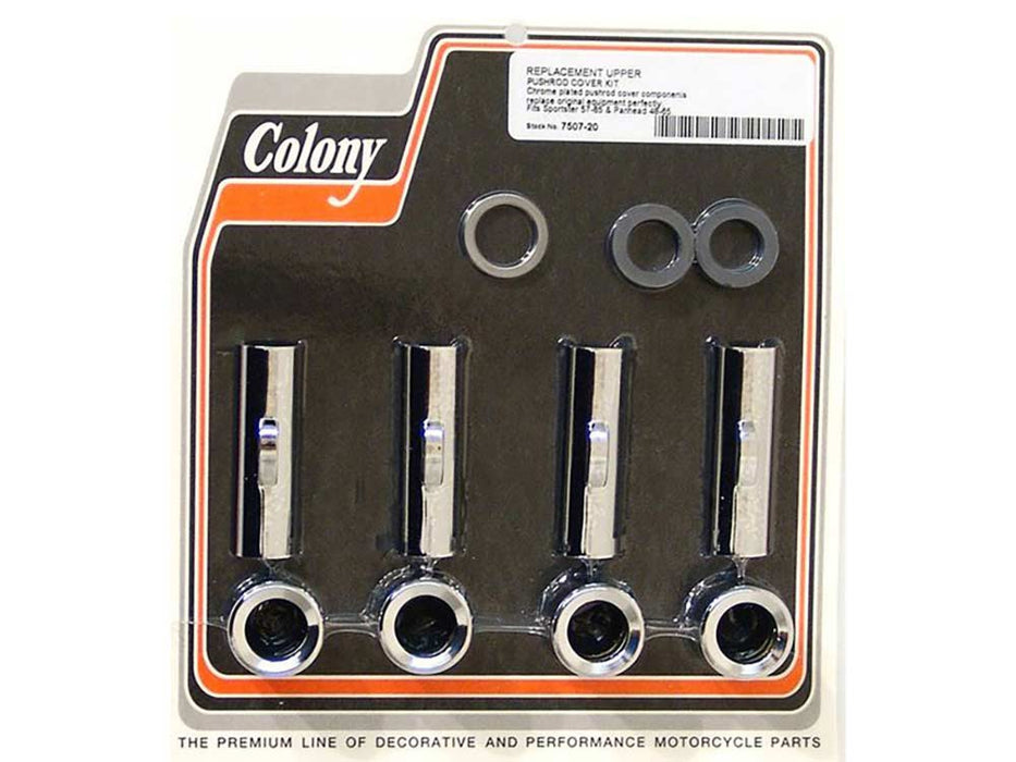 Upper Pushrod Covers - Chrome. Fits Sportster 1957-1985 & Pan 1948-1965.
